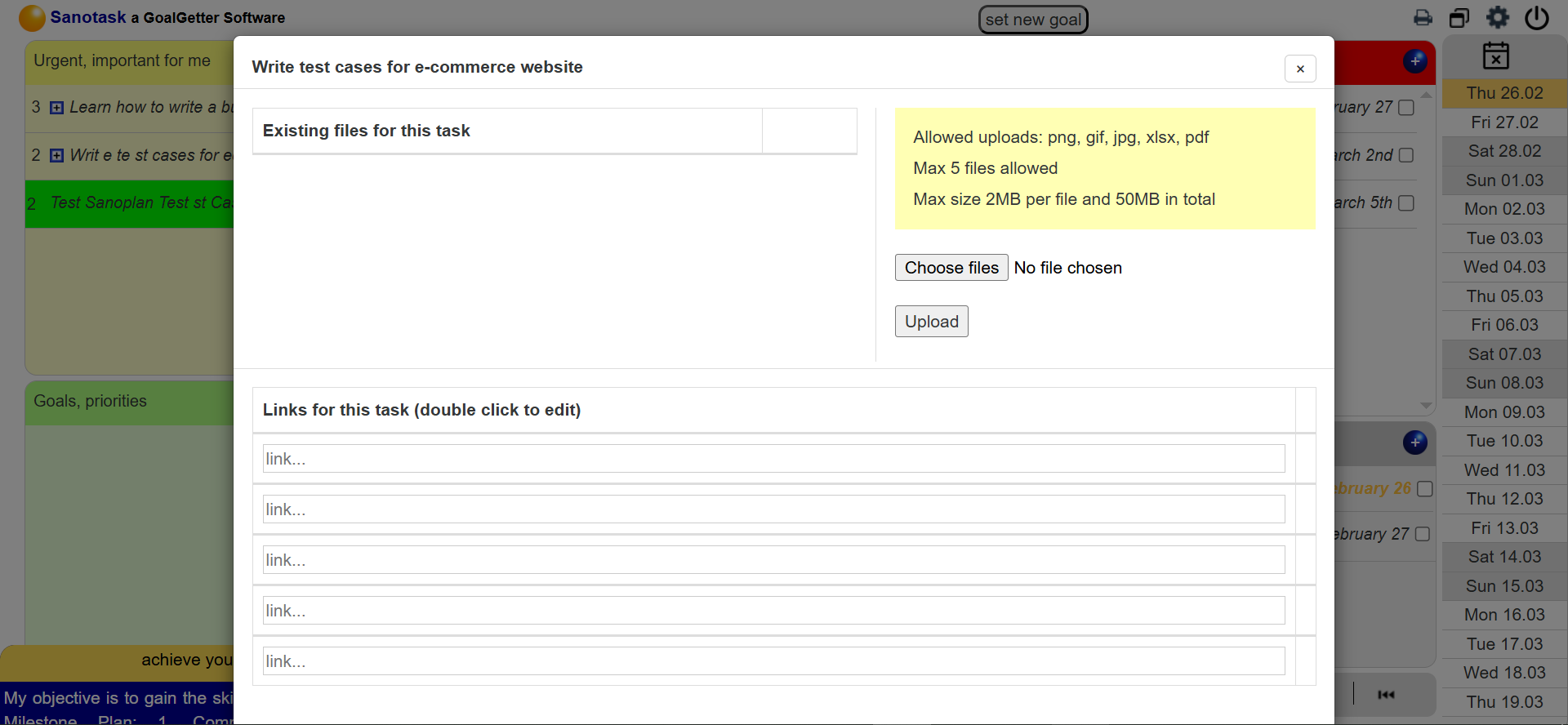 Sanotask File Upload Feature