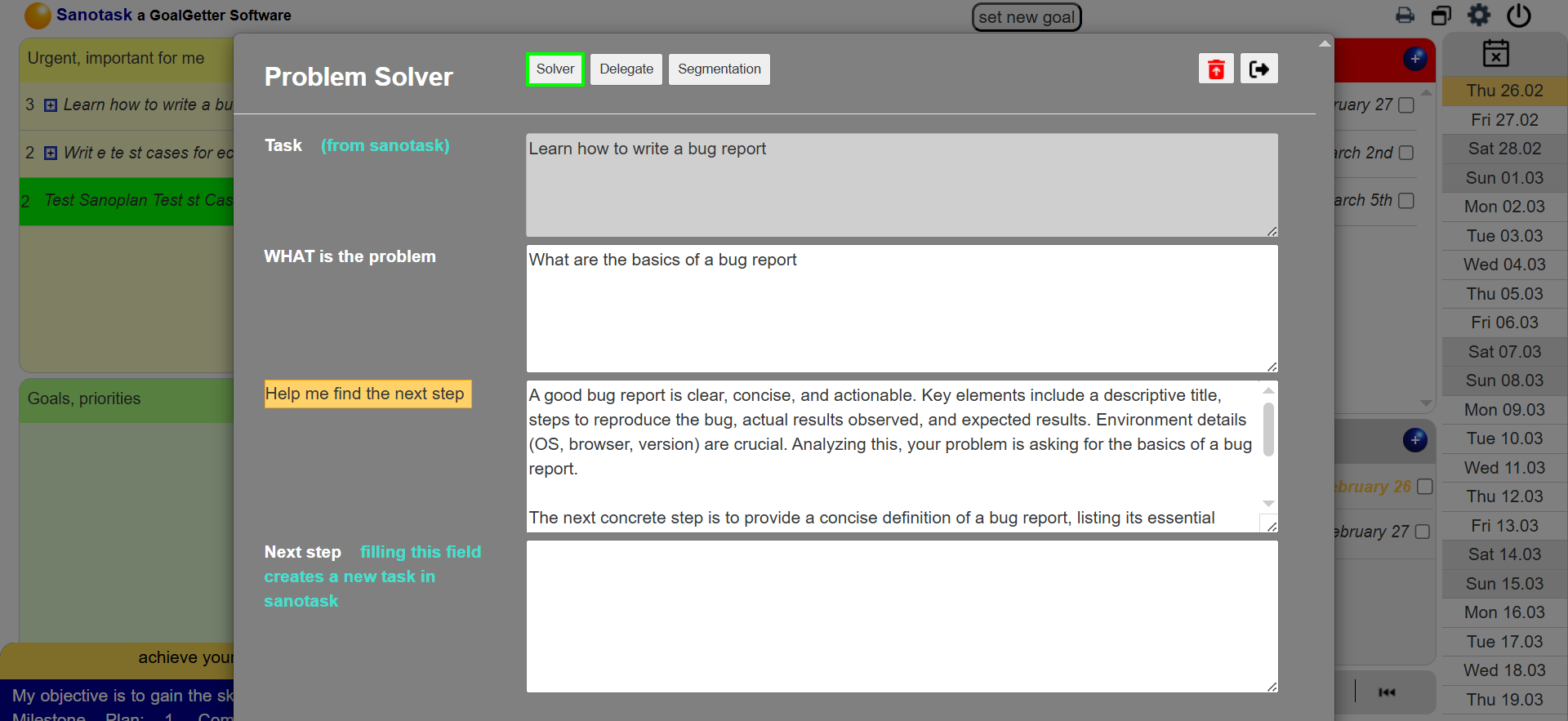Sanotask Solver Feature